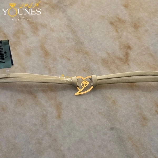 دستبند طلا چرم دولاین رز وقلب